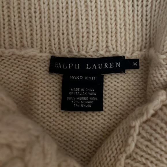 Ralph Lauren Off-the-Shoulder Cream Sweater| Medium - Picture 3 of 5